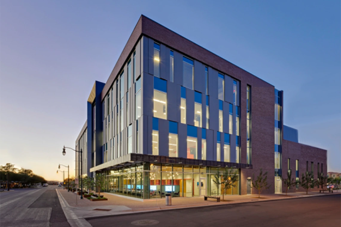 Street view of education building